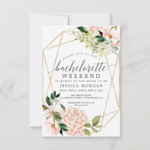 Bachelorette Weekend Itinerary Blush Hydrangea Einladung
