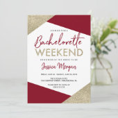 Bachelorette Weekend Itinerary Burgund Einladung (Stehend Vorderseite)
