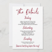 Bachelorette Weekend Itinerary Burgund Einladung (Rückseite)