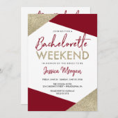Bachelorette Weekend Itinerary Burgund Einladung (Vorne/Hinten)