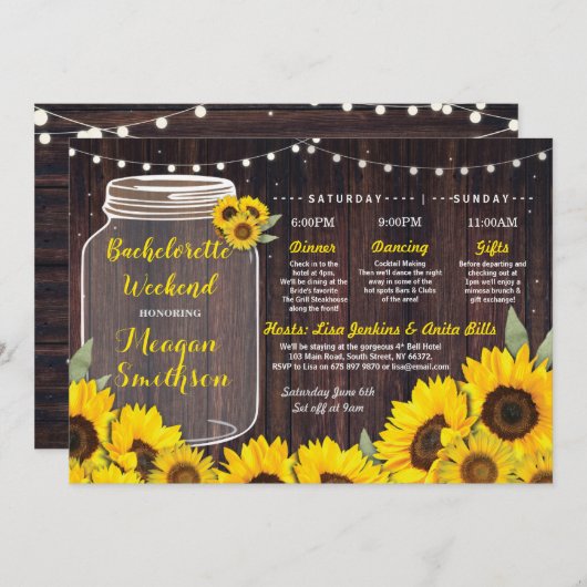 Bachelorette Weekend Itinerary Einladung (Vorne/Hinten)