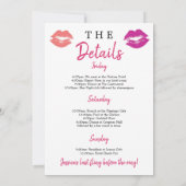 Bachelorette Weekend Itinerary Kiss Einladung (Rückseite)