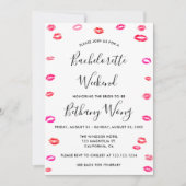 Bachelorette Weekend Itinerary Kiss Lipstick Einladung (Vorderseite)