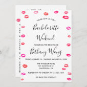 Bachelorette Weekend Itinerary Kiss Lipstick Einladung (Vorne/Hinten)