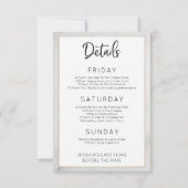 Bachelorette Weekend Itinerary Marmor Goldrahmen Einladung (Rückseite)