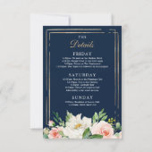 Bachelorette Weekend Itinerary Navy Blue Gold Einladung (Rückseite)