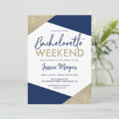 Bachelorette Weekend Itinerary Navy Einladung (Stehend Vorderseite)