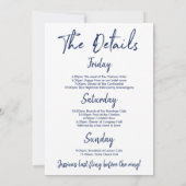 Bachelorette Weekend Itinerary Navy Einladung (Rückseite)