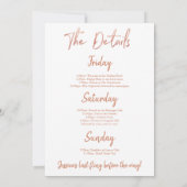 Bachelorette Weekend Itinerary Sonnenbrille Einladung (Rückseite)