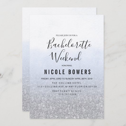 Bachelorette Weekend Light Blue Einladung (Vorne/Hinten)