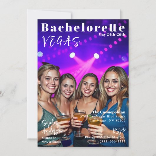 Bachelorette Weekend Magazine Cover Einladung (Vorderseite)