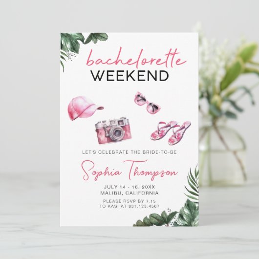 Bachelorette Weekend Palm Beach Einladung (Stehend Vorderseite)