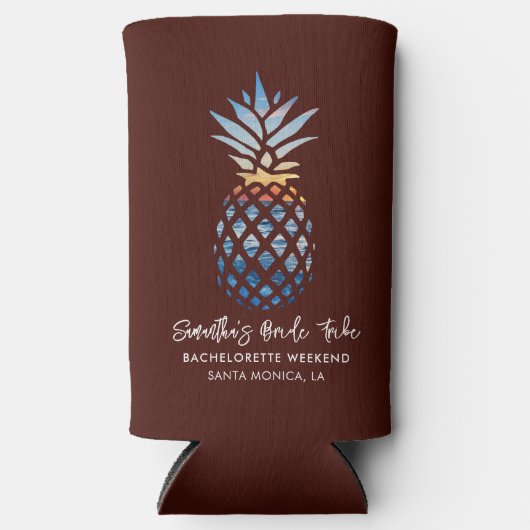 Bachelorette Weekend Party Ananas Script Selters Dosenkühler (Vorderseite)