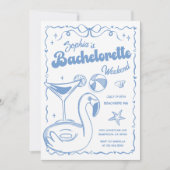 Bachelorette Weekend Party Blue Einladung (Vorderseite)