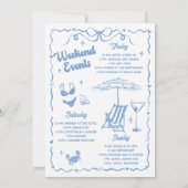 Bachelorette Weekend Party Blue Einladung (Rückseite)