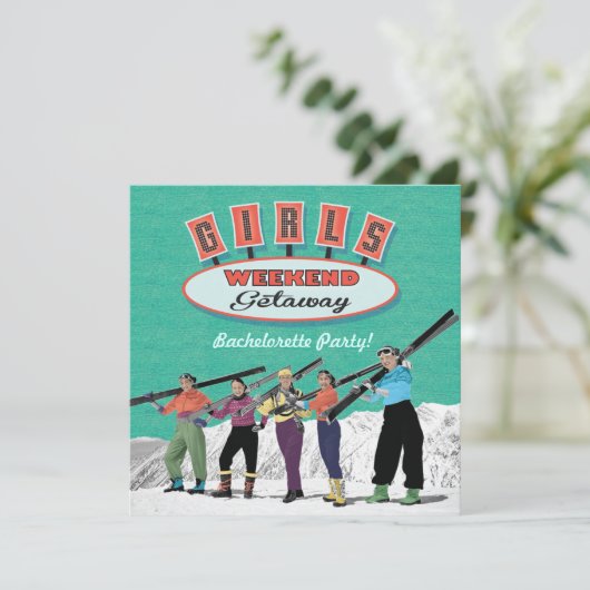 Bachelorette Weekend Party Einladung (Stehend Vorderseite)