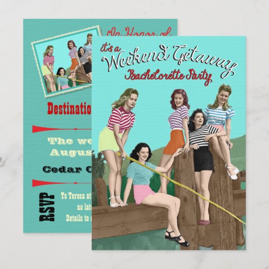 Bachelorette Weekend Party Einladung (Vorne/Hinten)