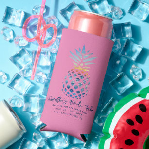 Bachelorette Weekend Party Pink Ananas Skript Selters Dosenkühler