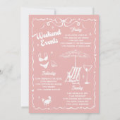 Bachelorette Weekend Party Pink Einladung (Rückseite)