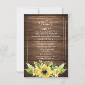 Bachelorette Weekend Rustikale Sonnenblumengrün Einladung (Rückseite)
