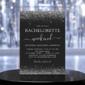 Bachelorette Weekend Silver Modern Glitzer Party Einladung