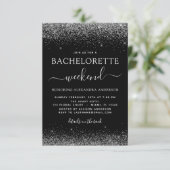 Bachelorette Weekend Silver Modern Glitzer Party Einladung (Stehend Vorderseite)
