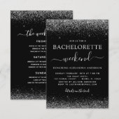 Bachelorette Weekend Silver Modern Glitzer Party Einladung (Vorne/Hinten)