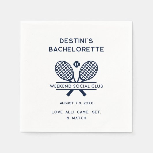 Bachelorette Weekend Tennis Party Serviette (Vorderseite)