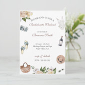 Bachelorette Weinkellerei am Wochenende Einladung (Stehend Vorderseite)