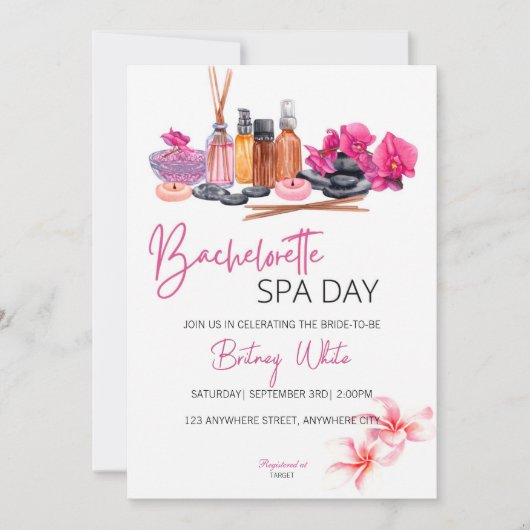 Bachelorette Wellness-Center Day Einladung (Vorderseite)