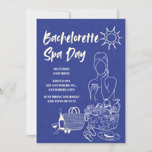 Bachelorette Wellness-Center Day Einladung (Vorderseite)