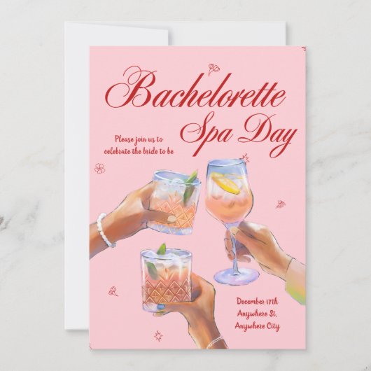 Bachelorette Wellness-Center Day Einladung (Vorderseite)
