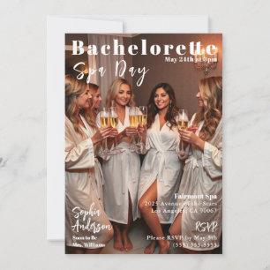Bachelorette Wellness-Center Day Magazine Cover Einladung