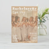Bachelorette Wellness-Center Day Magazine Cover Einladung (Stehend Vorderseite)