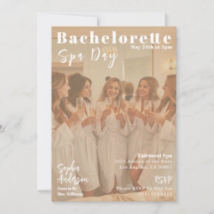 Bachelorette Wellness-Center Day Magazine Cover Einladung