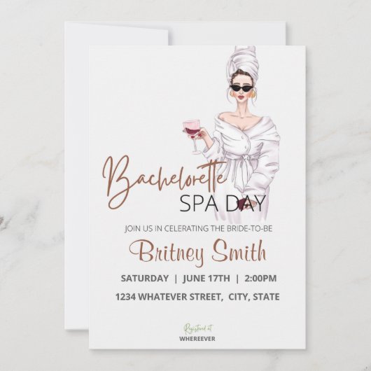 Bachelorette Wellness-Center Party Custom Einladung (Vorderseite)