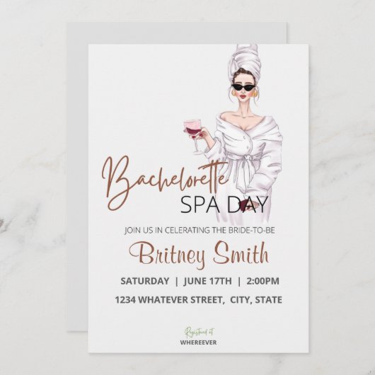 Bachelorette Wellness-Center Party Custom Einladung (Vorne/Hinten)