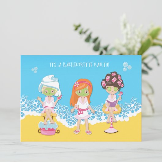 Bachelorette Wellness-Center Party Einladung (Stehend Vorderseite)