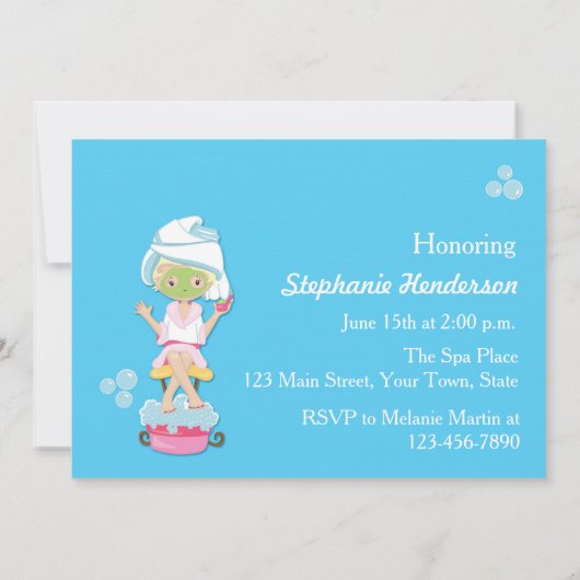 Bachelorette Wellness-Center Party Einladung (Rückseite)