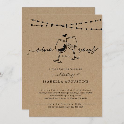 Bachelorette Wine tasting in der Fattoria Moncucch Einladung (Vorne/Hinten)