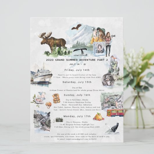 Bachelorette Wochenende | Alaska Cruise Einladung (Stehend Vorderseite)