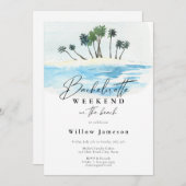 Bachelorette Wochenende am Strand Einladung (Vorne/Hinten)