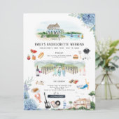 Bachelorette Wochenende | Amagansett, NY Einladung (Stehend Vorderseite)