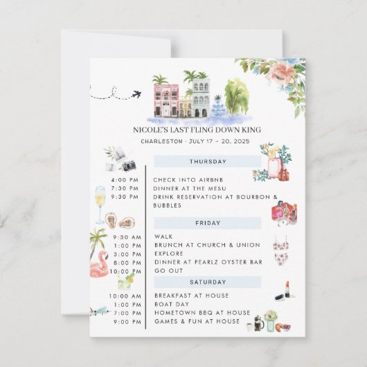 Bachelorette Wochenende | Charleston, SC Einladung (Vorderseite)