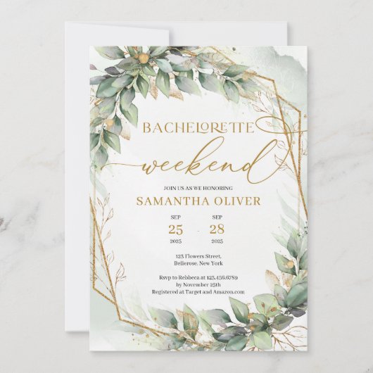 Bachelorette Wochenende Einladung (Vorderseite)