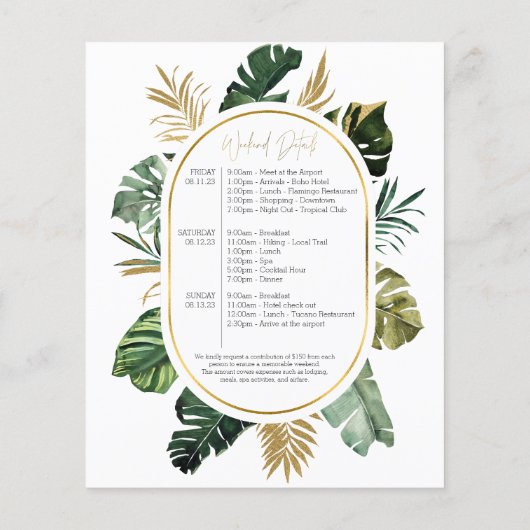 Bachelorette Wochenende Einladung (Rückseite)