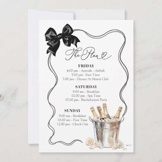 Bachelorette Wochenende Einladung (Rückseite)