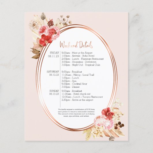 Bachelorette Wochenende Einladung (Rückseite)