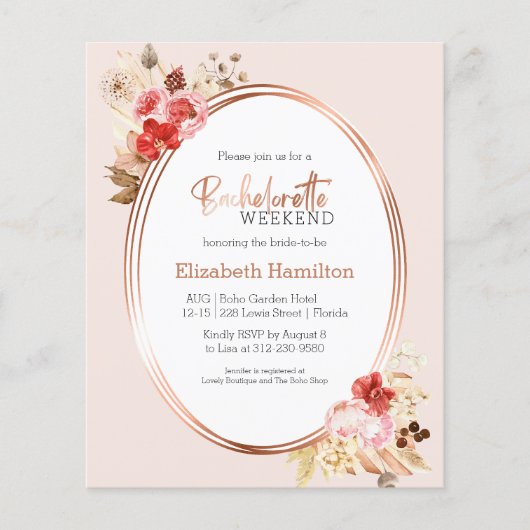 Bachelorette Wochenende Einladung (Vorderseite)