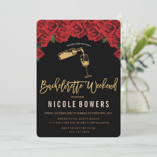 Bachelorette Wochenende Einladung (Stehend Vorderseite)